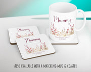 Mummy Gift Cushion - Personalised Scatter Cushion Pillow for Her Women - Pink Wild Flower Design Custom Name Gift for Mum Mothers Day BC003