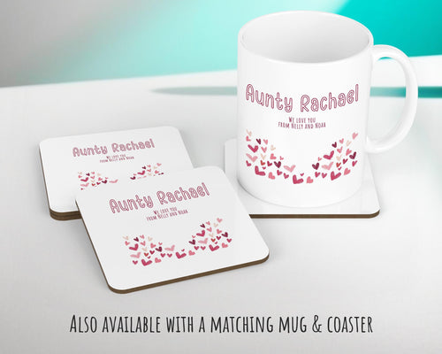 Aunty Gift Cushion - Personalised Scatter Cushion Pillow for Her Women - Love Heart Print Custom Name Friend Gift for Aunt Mothers Day BC009