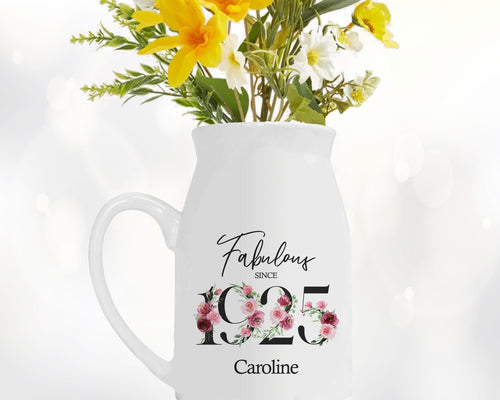 100th Birthday Gift for Women - Fabulous Since 1926 Small Personalised Flower Pot Vase 100 Gift for Her Ladies Floral Design Nan Gran BNC100