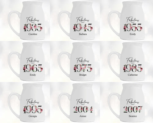 30th Birthday Gift for Her - Fabulous Since 1996 Small Personalised Flower Pot Vase 30 Gifts for Women Floral Design Daughter Sister BNC30