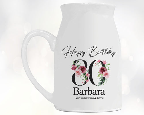 80th Birthday Gift for Women - Happy Birthday 80 Small Personalised Flower Pot Vase 1946 Gift for Her Ladies Floral Design Nan Gran BNA80