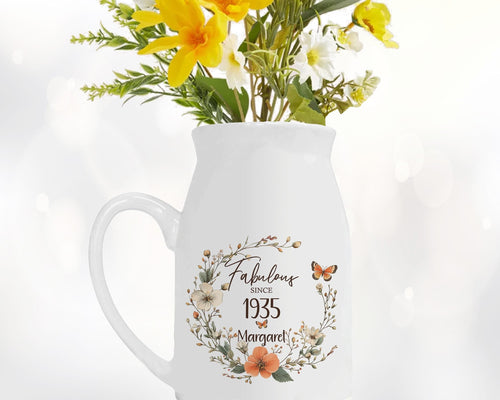 90th Birthday Gift for Women - Fabulous Since 1935 Small Personalised Flower Pot Vase 90 Gift for Her Ladies Floral Design Nan Gran BNL90