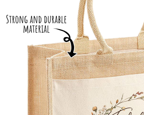 100th Birthday Gift For Women Personalised Jute Bag - Gift For Her Floral Tote Bag Gifts - Hundred Fabulous Since 1926 Shopping Bag BNL100T