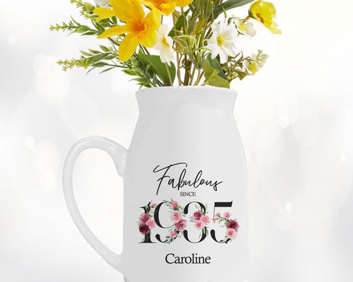 90th Birthday Gift for Women - Fabulous Since 1936 Small Personalised Flower Pot Vase 90 Gift for Her Ladies Floral Design Nan Gran BNC90