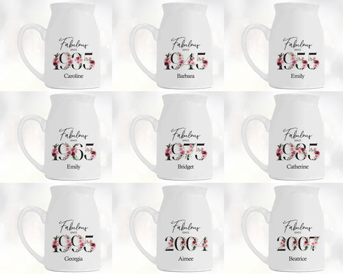 50th Birthday Gift for Women - Fabulous Since 1976 Small Personalised Flower Pot Vase 50 Gift for Her Ladies Floral Design Mum Nan BNC50