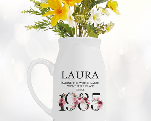 40th Birthday Gift for Women Wonderful since 1986 Small Personalised Flower Pot Vase 40 Gift for Her Ladies Floral Design Mum Daughter BND40