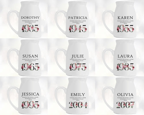 21st Birthday Gift for Her - Wonderful since 2005 Small Personalised Flower Pot Vase 21 Gift for Women Floral Design Daughter Sister BND21