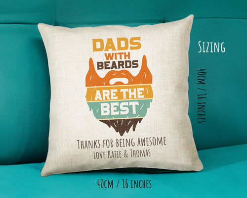 Fathers Day Golf Gift from Son Daughter - Personalised Dads With Beards Design Scatter Cushion Matching Daddy Mug Coaster Gift for Dad FD018