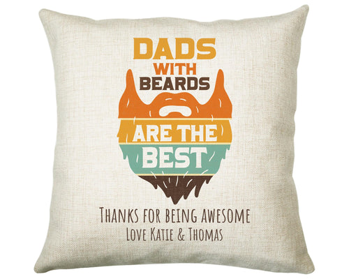 Fathers Day Golf Gift from Son Daughter - Personalised Dads With Beards Design Scatter Cushion Matching Daddy Mug Coaster Gift for Dad FD018
