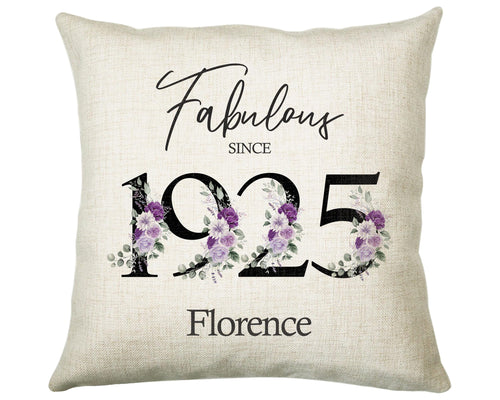 100th Birthday Gift for Women - Personalised 1925 Birthday Cushion Age 100 Gift for Her - Ladies Floral Design Mum Nan Gran Hundred BNP100C