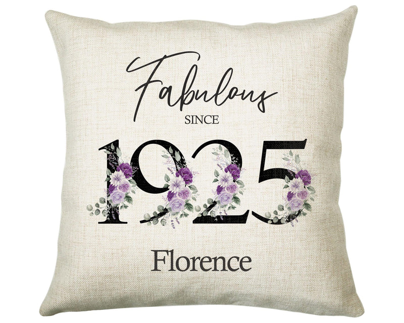 100th Birthday Gift for Women - Personalised 1925 Birthday Cushion Age 100 Gift for Her - Ladies Floral Design Mum Nan Gran Hundred BNP100C