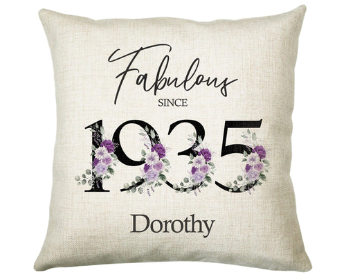 90th Birthday Gift for Women - Personalised 1935 Birthday Cushion Age 90 Gift for Her - Ladies Floral Age Design Mum Nan Gran Ninety BNP90C