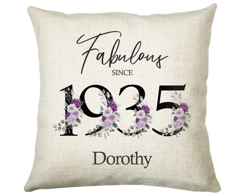 90th Birthday Gift for Women - Personalised 1935 Birthday Cushion Age 90 Gift for Her - Ladies Floral Age Design Mum Nan Gran Ninety BNP90C