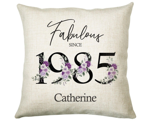 40th Birthday Gift for Women - Personalised 1985 Birthday Cushion Age 40 Gift for Her Ladies Floral Design Mum Daughter Sister Forty BNP40C
