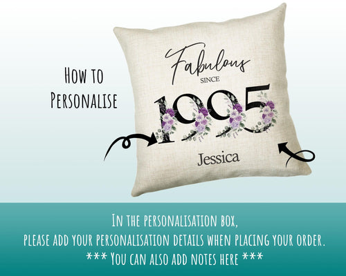 30th Birthday Gift for Her Personalised 1995 Birthday Cushion Age 30 Gift for Women - Ladies Floral Design Mum Daughter Sister Thirty BNP30C