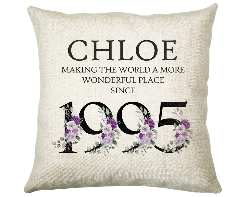 30th Birthday Gift for Her Personalised 1995 Birthday Cushion Age 30 Gift for Women - Ladies Floral Design Mum Daughter Sister Thirty BNQ30C