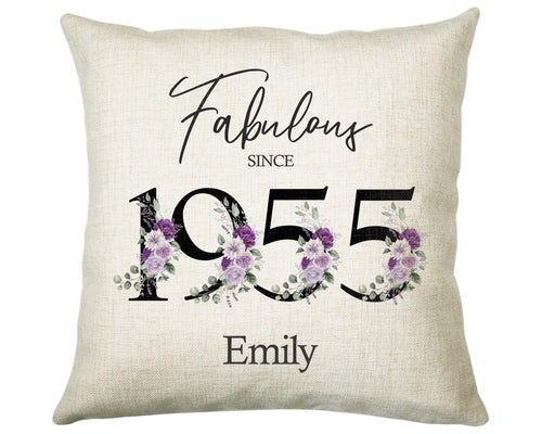 70th Birthday Gift for Women - Personalised 1955 Birthday Cushion Age 70 Gift for Her - Ladies Floral Design Mum Nan Gran Seventy BNP70C