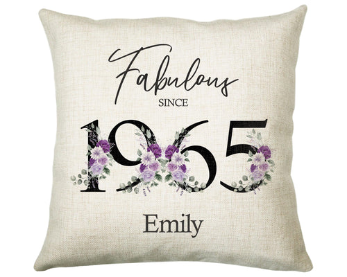 60th Birthday Gift for Women - Personalised 1965 Birthday Cushion Age 60 Gift for Her - Ladies Floral Age Design Mum Nan Gran Sixty BNP60C