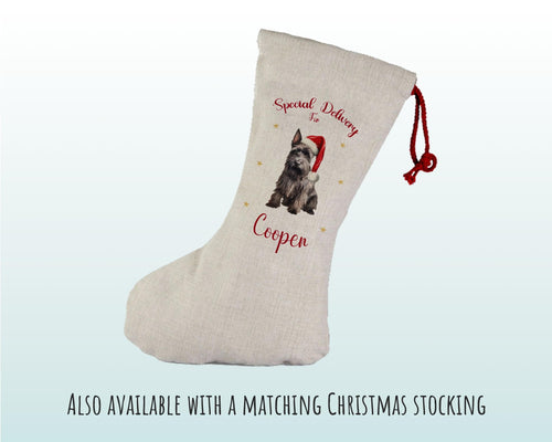 Personalised Scottish Terrier Large Christmas Sack - Red Drawstring Bag Stocking for Xmas Presents - Christmas Eve Bag Box for Dogs XS145