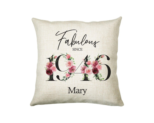 80th Birthday Gift for Women - Personalised 1946 Birthday Cushion Age 80 Gift for Her - Ladies Floral Age Design Mum Nan Gran Eighty BNC80C