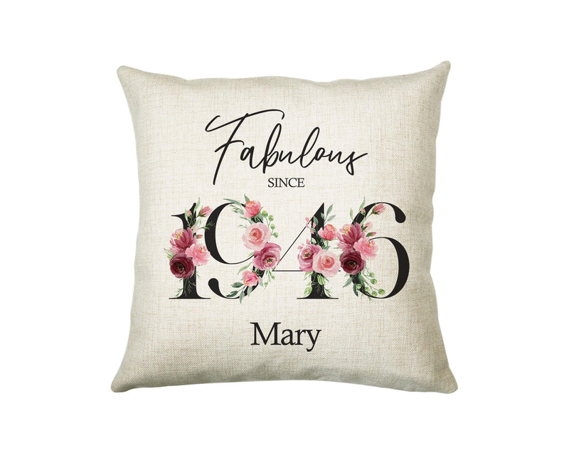 80th Birthday Gift for Women - Personalised 1946 Birthday Cushion Age 80 Gift for Her - Ladies Floral Age Design Mum Nan Gran Eighty BNC80C