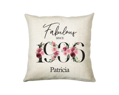 90th Birthday Gift for Women - Personalised 1936 Birthday Cushion Age 90 Gift for Her - Ladies Floral Age Design Mum Nan Gran Ninety BNC90C