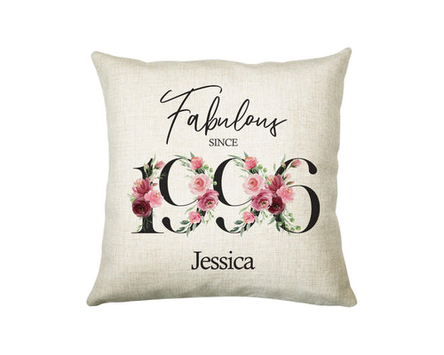 30th Birthday Gift for Her Personalised 1996 Birthday Cushion Age 30 Gift for Women - Ladies Floral Design Mum Daughter Sister Thirty BNC30C