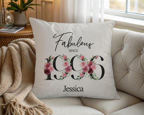 30th Birthday Gift for Her Personalised 1996 Birthday Cushion Age 30 Gift for Women - Ladies Floral Design Mum Daughter Sister Thirty BNC30C