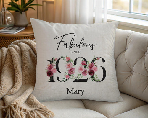 100th Birthday Gift for Women - Personalised 1926 Birthday Cushion Age 100 Gift for Her - Ladies Floral Design Mum Nan Gran Hundred BNC100C