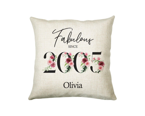 21st Birthday Gift for Women - Personalised 2005 Birthday Cushion Age 21 Gift for Her Lady Floral Design Daughter Sister Twenty One BNC21C