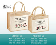 21st Birthday Gift For Women Personalised Jute Bag - Gift For Her Floral Tote Bag - Twenty One 21 Wonderful Since 2005 Shopping Bag BND21T