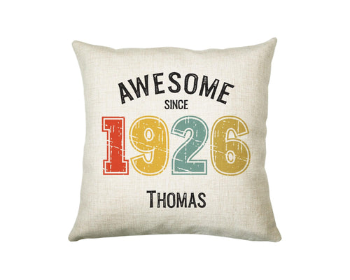 100th Birthday Gift for Men - Personalised Birthday Cushion Age 100 Gift for Him Custom Retro Number Design Dad Grandad Ninety BNG100C