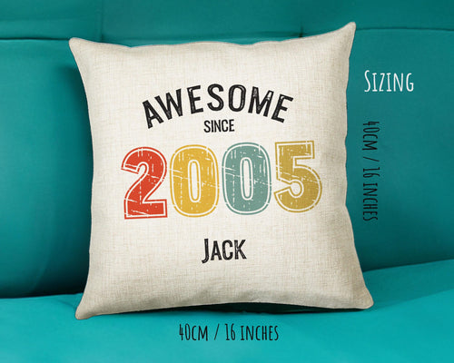 21st Birthday Gift for Men - Personalised Birthday Cushion Age 21 Gift for Him Custom Retro Vintage Number Design Dad Son Twenty One BNG21C