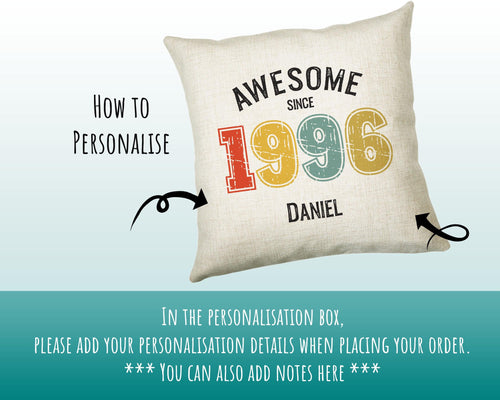 30th Birthday Gift for Men - Personalised Birthday Cushion Age 30 Gift for Him Custom Retro Vintage Number Design Dad Grandad Thirty BNG30C