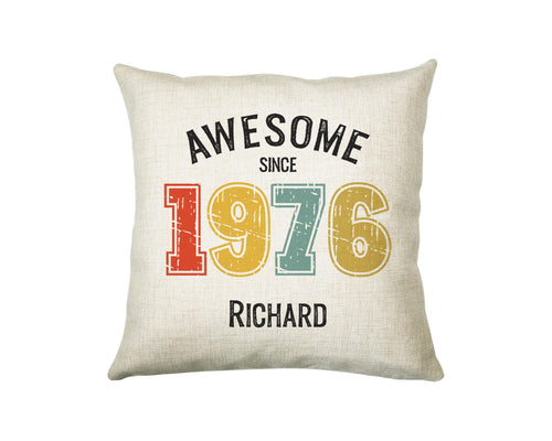 50th Birthday Gift for Men - Personalised Birthday Cushion Age 50 Gift for Him Custom Retro Vintage Number Design Dad Grandad Fifty BNG50C