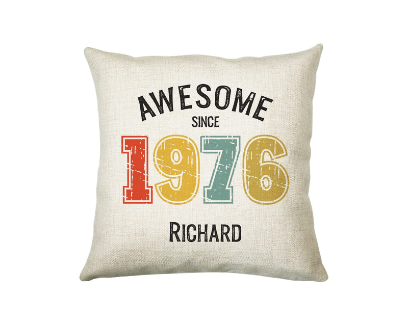 50th Birthday Gift for Men - Personalised Birthday Cushion Age 50 Gift for Him Custom Retro Vintage Number Design Dad Grandad Fifty BNG50C