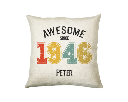 80th Birthday Gift for Men - Personalised Birthday Cushion Age 80 Gift for Him Custom Retro Vintage Number Design Dad Grandad Eighty BNG80C