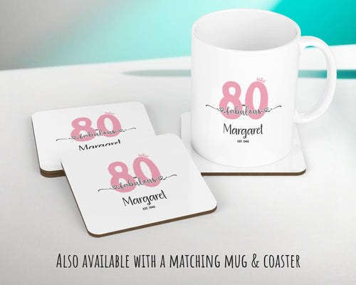 80th Birthday Gift for Women 80 and Fabulous Est 1946 Personalised Birthday Cushion Gift for Her Ladies Pink Design Mum Nanny Eighty BNH80C