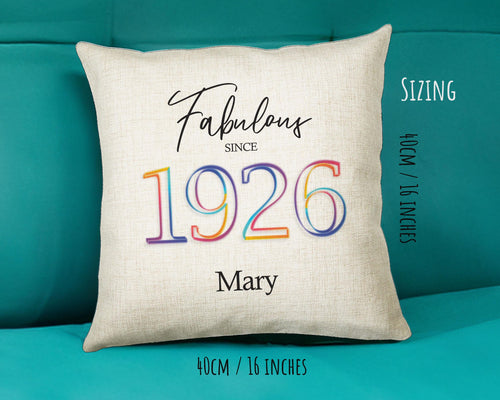 100th Birthday Gift for Women - Personalised 1926 Birthday Cushion Age 100 Gift for Her - Ladies Floral Design Mum Nan Gran Hundred BNN100C