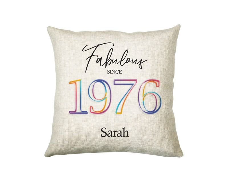 50th Birthday Gift for Women - Personalised 1976 Birthday Cushion Age 50 Gift for Her - Ladies Floral Design Mum Nan Sister Fifty BNN50C