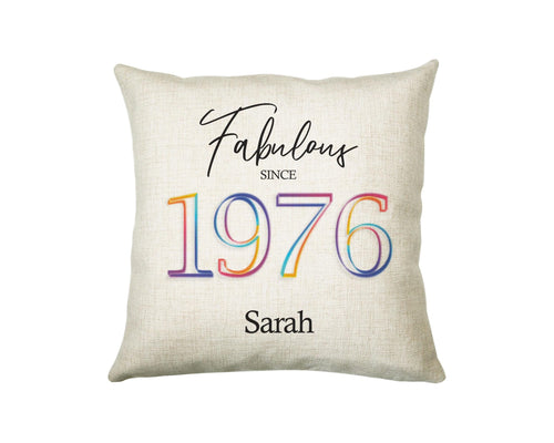 50th Birthday Gift for Women - Personalised 1976 Birthday Cushion Age 50 Gift for Her - Ladies Floral Design Mum Nan Sister Fifty BNN50C
