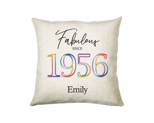 70th Birthday Gift for Women - Personalised 1956 Birthday Cushion Age 70 Gift for Her - Ladies Floral Design Mum Nan Gran Seventy BNN70C