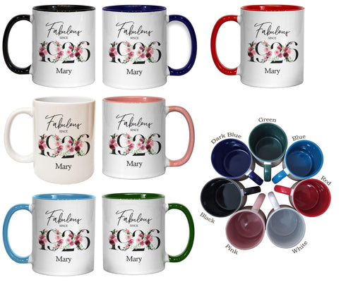 100th Birthday Gift for Women - Fabulous Since 1926 Personalised Coffee Mug Coaster 100 Gift for Her - Ladies Floral Design Nan Gran BNC100M