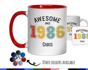 40th Birthday Gift for Men - Awesome Since 1986 Personalised Coffee Mug Coaster Age 40 Gift for Him - Retro Number Design Dad Son BNG40M
