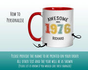 50th Birthday Gift for Men - Awesome Since 1976 Personalised Coffee Mug Coaster Age 50 Gift for Him - Retro Number Design Dad Brother BNG50M