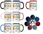 70th Birthday Gift for Men - Awesome Since 1956 Personalised Coffee Mug Coaster Age 70 Gift for Him - Retro Number Design Dad Grandad BNG70M