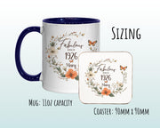100th Birthday Gift for Women - Fabulous Since 1926 Personalised Mug Coaster Age 100 Gift for Her Ladies Floral Butterfly Mum Nan BNL100M