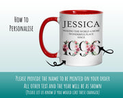30th Birthday Gift for Her - Wonderful Since 1996 Personalised Coffee Mug Coaster Age 30 Gift for Women Ladies Floral Design Mum Nan BND30M