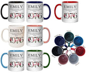 50th Birthday Gift for Women - Wonderful Since 1976 Personalised Coffee Mug Coaster Age 50 Gift for Her - Ladies Floral Design Mum BND50M