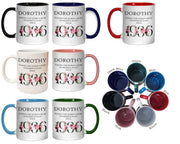 90th Birthday Gift for Women - Wonderful Since 1936 Personalised Coffee Mug Coaster 90 Gift for Her - Ladies Floral Design Nan Gran BND90M